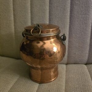 Vintage Small Antique Copper Pot with Lid